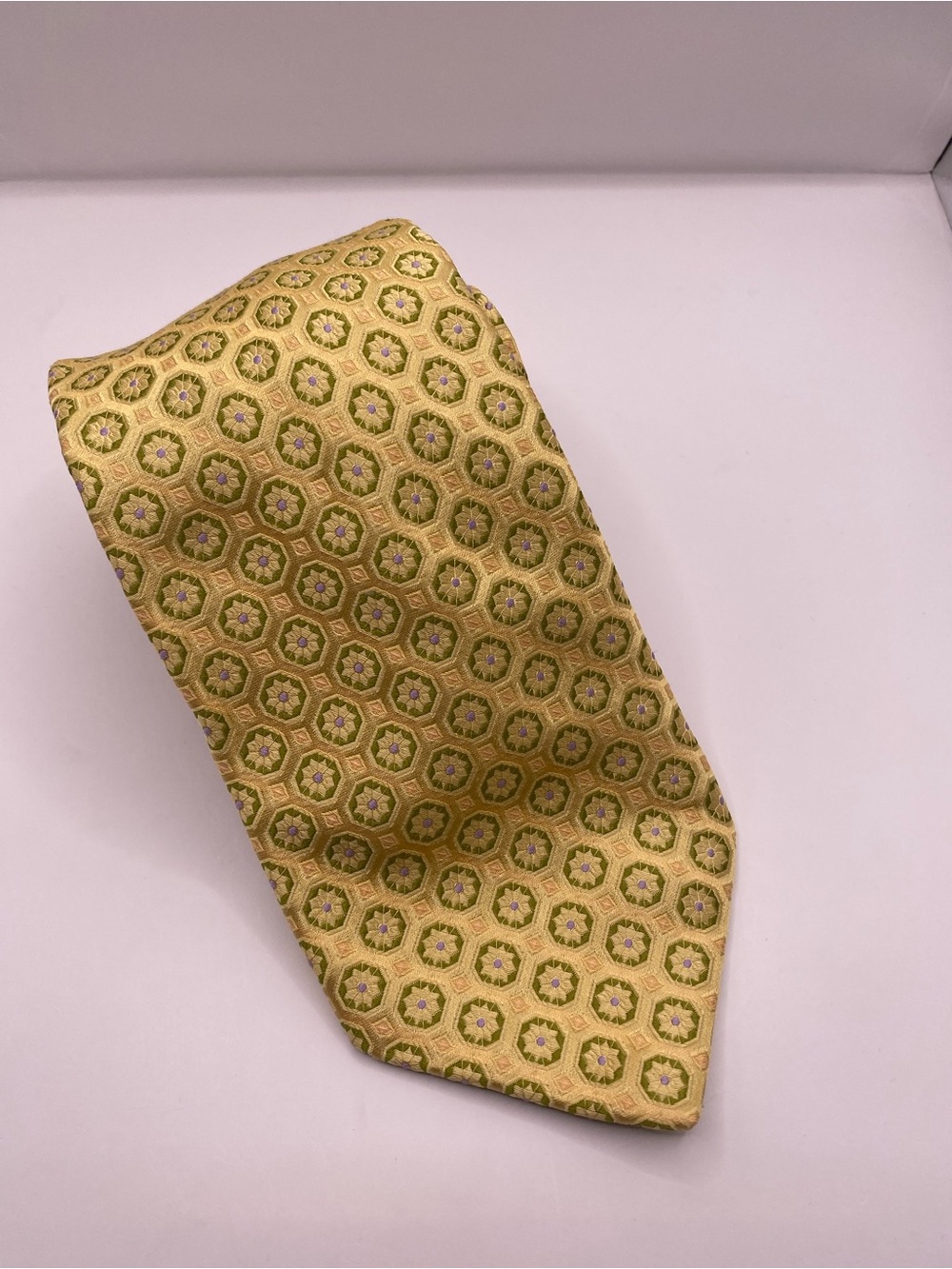Ike Behar Yellow Geometric Silk Tie